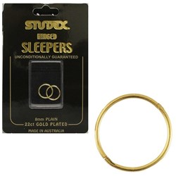 STUDEX Mini plain sleepers 8mm 22ct gold plated